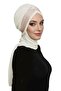 Crossed Pique Scarf-Lined Cream-Beige Ready-Made Turban Hijab Bonnet Suitable for Medical Use
