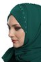 Ready-To-Wear Turban Hijab with Shawl and Stone Green Ready-To-Wear Turban Hijab Suitable for Medical Use Prayer Cover - 8