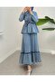 Belt Piece Jile Jacket and Two-Piece Modern Stylish Denim Hijab Dress - 3