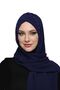 Ready-To-Wear Turban Hijab with Shawl and Stone Detailing in Navy Blue, Suitable for Medical Use, Prayer Cover - 9