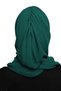 Ready-To-Wear Turban Hijab with Shawl and Stone Green Ready-To-Wear Turban Hijab Suitable for Medical Use Prayer Cover - 5