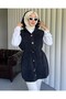 Hooded, Pocketed, Tie-Waist, Bearded, Buttoned, Loose, Soft Textured, Lightweight, Modern Vest - 2