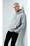 Unisex Comfortable Cut Cotton Soft Textured Basic Patterned Hooded Sweatshirt with Fleece Inside