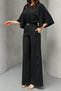Women's New Season Bat Sleeve Jumpsuit with Waist Drawstring Belt and Accessories