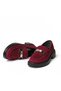 Women's Burgundy Suede Stone Buckle Loafer Shoes - 5