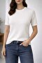 Short Sleeve Crew Neck Lycra Knitwear Blouse