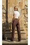 Tint Brown Wide Leg Raw Hem Non-Lycra Palazzo Loose Jeans Pants - 4