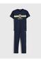Navy Blue Fenerbahçe Printed Combed Cotton Men's Pajama Set (S6)