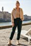 Dark Green Pocketed Elastic and Tie-Waist Jogger Casual Velvet Woven Trousers 100 60 - 2