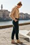 Dark Green Pocketed Elastic and Tie-Waist Jogger Casual Velvet Woven Trousers 100 60 - 4