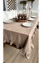 Pearl Velvet Textured Seamless Ruffled Milk Coffee Tablecloth - 2