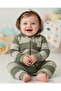Baby Boy Striped Hooded Zippered 6-9-12-18 Months Baby Romper, Waffle Baby Romper