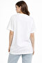Women's Star Stone Printed White Oversize T-Shirt - 3