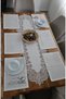 Linen Textured Luxury French Lace American Set -12 Person, 13 Pieces - 4