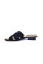 3 cm Low Heeled Black Stylish Women's Slippers with Rhinestones - 4