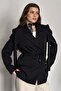 Women's Belted Shoulder Detail Blazer Jacket - Casual Modern Design - 2