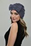 Dark Gray Ready-To-Wear Turban Hijab with Bow, Suitable for Medical Use - 4