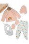 Baby Girl 5-Piece Rainbow Patterned Hospital Outfit Set, 100% Cotton Newborn Bodysuit - 2