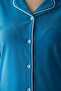 Women's Long Sleeve Buttoned Pajama Set Light Blue 100% Cotton - 4
