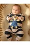 Baby Boy Teddy Bear Accessories Striped Bottom Snap Fasteners 3-6-9-12 Months Baby Romper 100% Cotton