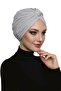 Cotton Band Lined Cloud Gray Ready-To-Wear Turban Hijab Pool Cap Suitable for Medical Use - 2