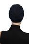Detachable Lining Embroidered Navy Blue Yellow Lace Motif Ready-made Hijab Hijab Evening Dress Bonnet - 6
