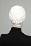Ripped Lined Embroidered Cream Lace Motif Ready-made Hijab Hijab Evening Dress Bonnet - 4
