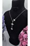 Silver Color Steel Zircon Stone Dangle Star Y Necklace Does Not Tarnish - 2