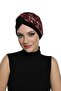 Special Design Black Beige-burgundy Sequined Mesh Ethnic Patterned Lined Ready-made Hijab Hijab Evening Dress Bonnet