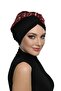 Special Design Black Beige-burgundy Sequined Mesh Ethnic Patterned Lined Ready-made Hijab Hijab Evening Dress Bonnet - 5
