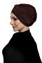 Three-Stripes Brown Instant Turban Hijab Pool Cap Suitable for Medical Use - 3