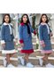 Girl's Pearl Detailed 3-Piece Denim Set - Pearl Detailed Plush Denim Jacket, Skirt and Bodysuit - Holiday Collection - 3