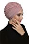 Crossed Combed Cotton Lined Candy Pink Ready-To-Wear Turban Hijab Pool Cap Medical Suitable