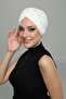 Ripped Lined Embroidered Cream Lace Motif Ready-made Hijab Hijab Evening Dress Bonnet - 2