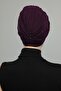Ripped Lined Embroidered Purple Threaded Motif Ready-made Hijab Hijab Evening Dress Bonnet - 4