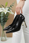 Black Patent Leather High Heeled Stiletto Women's Shoes 9 cm - 2