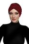 Three-Striped Burgundy Ready-Made Turban Hijab Pool Cap Suitable for Medical Use