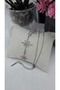 Silver Color Steel Zircon Stone Dangle Star Y Necklace Does Not Tarnish - 4