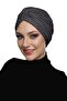 Crossed Combed Cotton Lined Anthracite Ready-Made Turban Hijab Pool Cap Suitable for Medical Use - 4