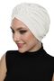 Detachable Lining Embroidered Cream Rose Motif Ready-made Hijab Hijab Evening Dress Bonnet - 7