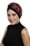 Special Design Black Beige-burgundy Sequined Mesh Ethnic Patterned Lined Ready-made Hijab Hijab Evening Dress Bonnet - 4