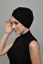 Ripped Lined Embroidered Black Rose Motif Ready-made Hijab Hijab Evening Dress Bonnet - 4