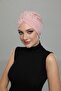 Plucked Lined Embroidered Powder Rose Motif Ready-made Hijab Hijab Evening Dress Bonnet - 4