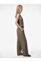 Belted Wide-Leg Fabric Plaid Trousers with Pockets - 2
