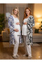 New Season Black Floral Patterned Woven Special Design Summer Maternity Dressing Gown, Pajama Set - 3