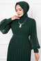 Organza Sleeves Hijab Evening Dress Emerald - 3