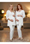 New Season Black Floral Patterned Woven Special Design Summer Maternity Dressing Gown, Pajama Set - 4