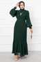 Organza Sleeves Hijab Evening Dress Emerald