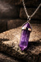 Women's Steel Chain Amethyst Natural Stone Necklace - 2