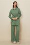 Pants and Belted Track Suit Set 45245